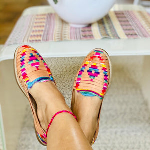 Artisans Vibrant Leather Huarache Sandals