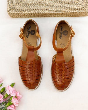 La Bailarina Honey Ankle-Strap Mexican Leather Huaraches