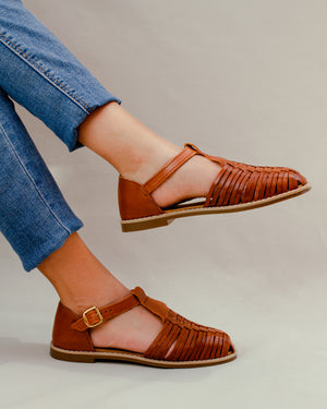 La Bailarina Honey Ankle-Strap Mexican Leather Huaraches