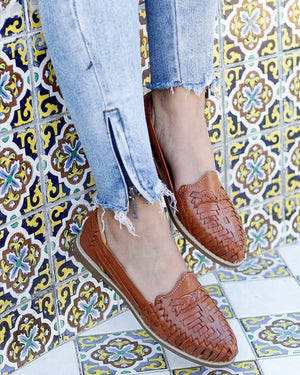 Light Brownies Leather Huarache Flat Sandals