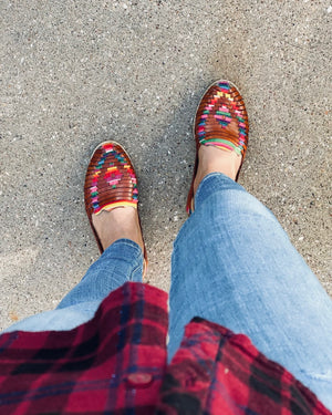 Mexican Brown Leather Huarache Sandals