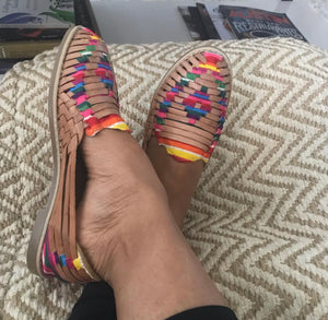 Artisans Vibrant Leather Huarache Sandals