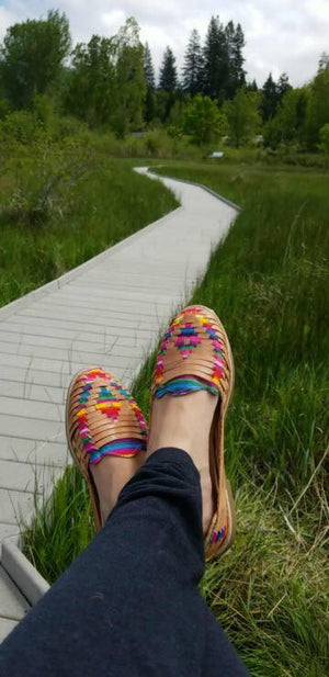 Artisans Vibrant Leather Huarache Sandals