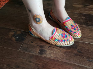 Artisans Vibrant Leather Huarache Sandals