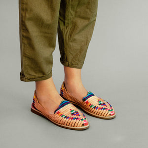 Artisans Vibrant Leather Huarache Sandals