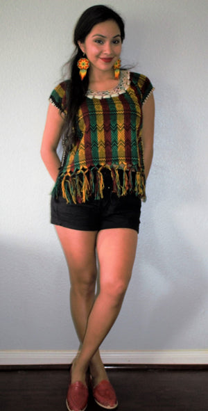 Campanilla Yellow Loom Woven Embroidered Blouse