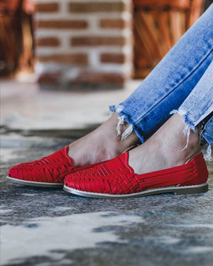 Red Passion Mexican Leather Huaraches