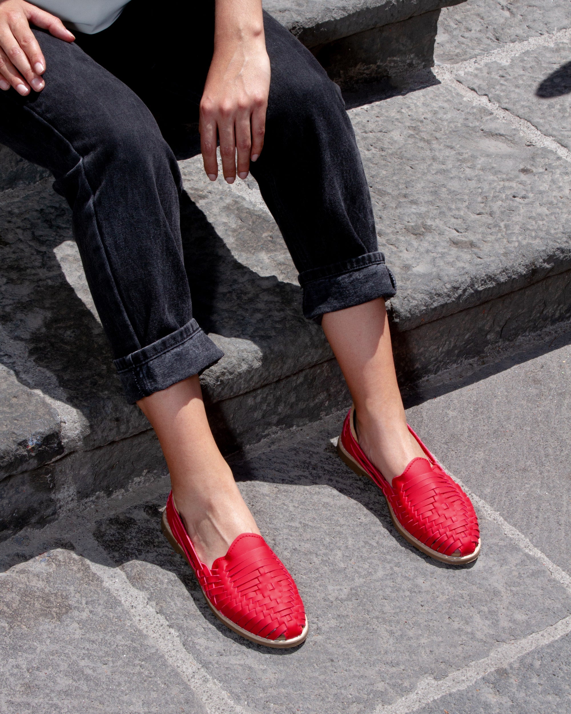 Red Passion Mexican Leather Huaraches