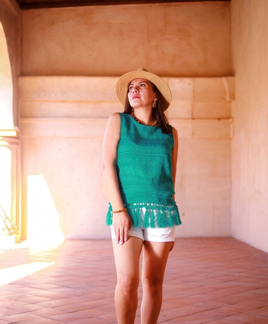 Marimar Mexican Loom Woven Sleeveless Blouse