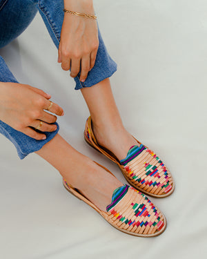 Artisans Vibrant Leather Huarache Sandals