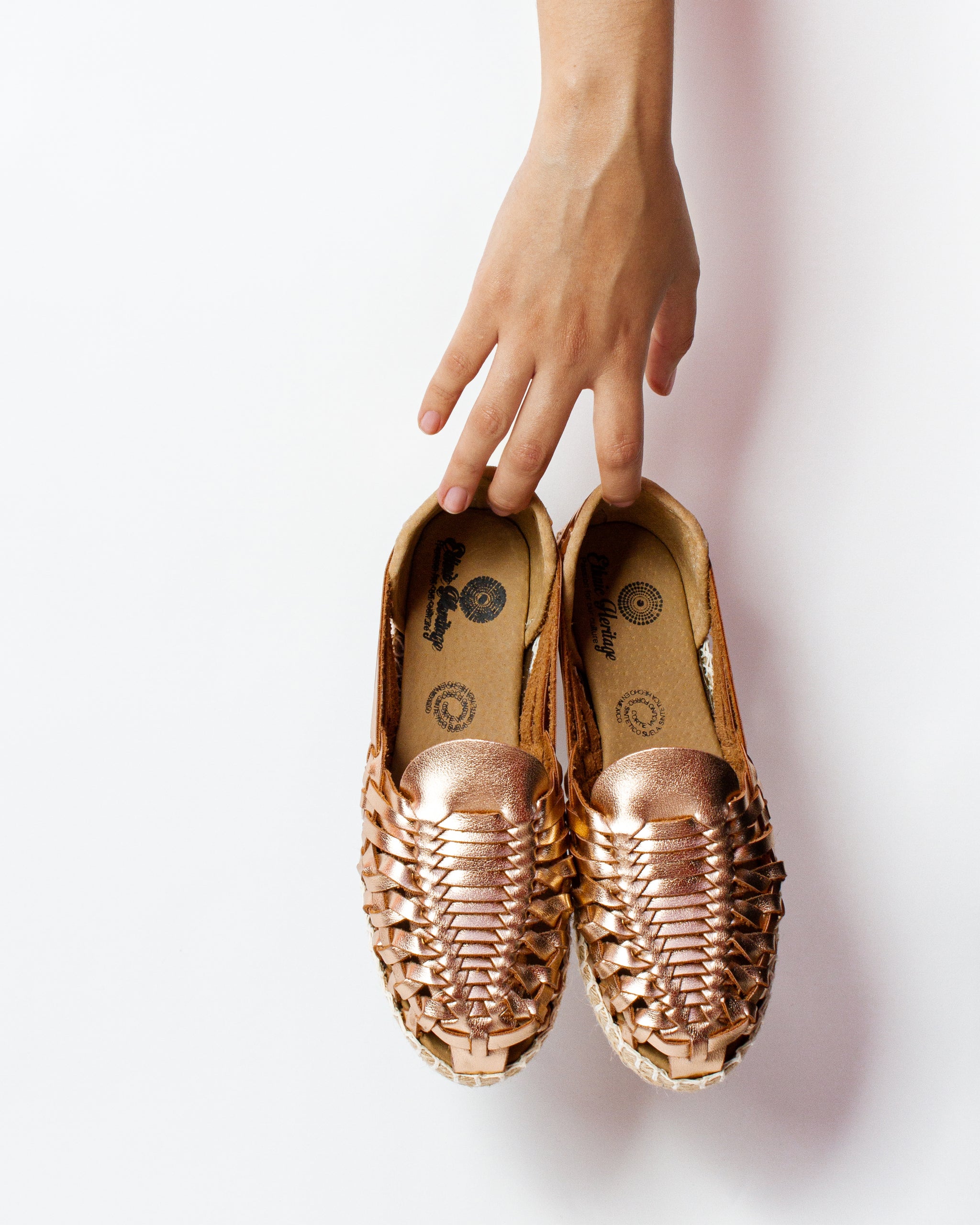 Camila Metallic Pink Mexican Leather Huaraches Ethnic Heritage