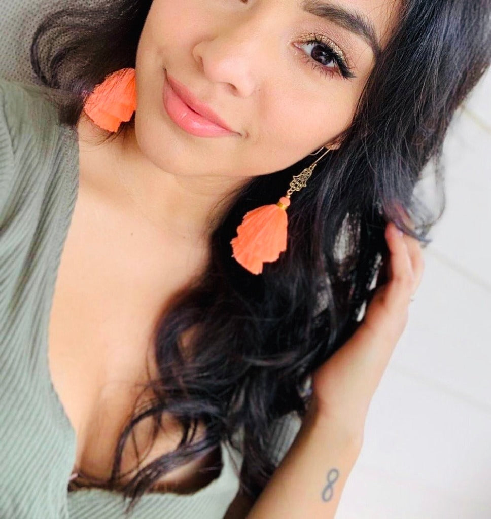 La Mano de Fatima Coral Earrings