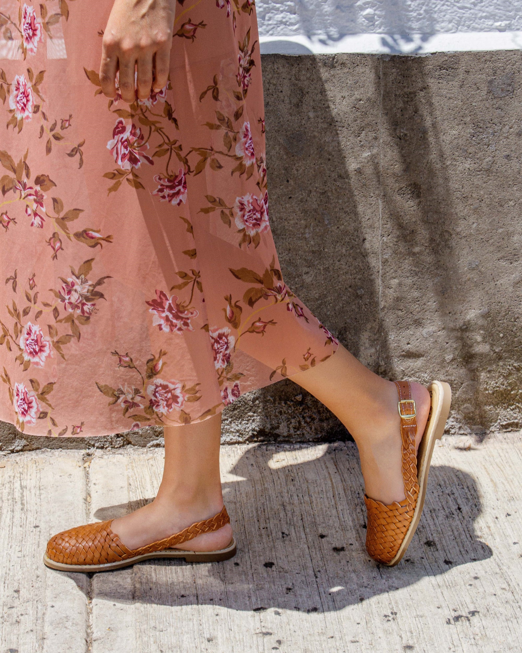 Womens ANA huarache sandal / Cream woven leather