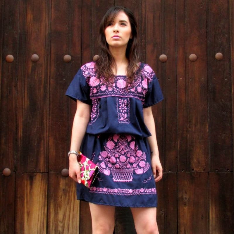 Las Poblanas Azucena, Mexican Embroidered Dress