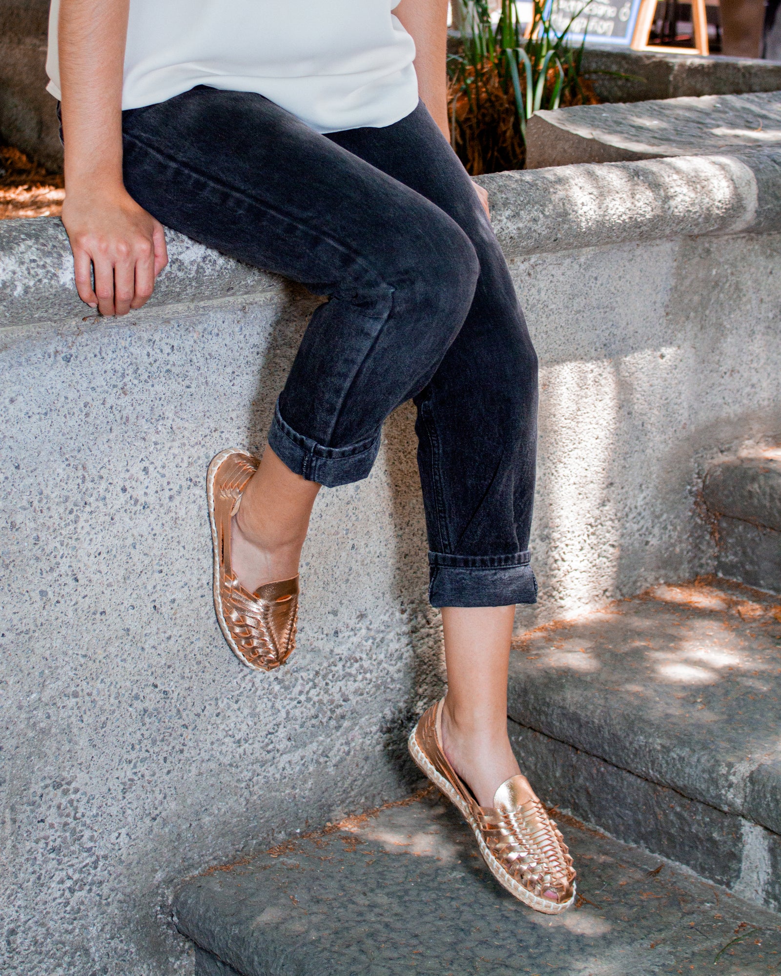 Camila Metallic Pink Mexican Leather Huaraches