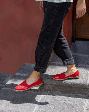 Red Passion Mexican Leather Huaraches